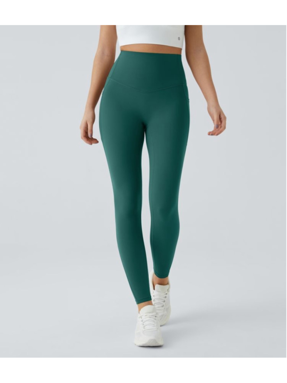 Halara UltraSculpt™ High Waisted Tummy Control 7/8 Green Leggings Sz Medium
